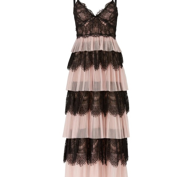 Marchesa Notte Black and Pink Lace Couture Dress - Picture 6 of 10